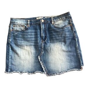 Indigo Rein Blue Denim Distressed High Waist Mini Skirt | 15